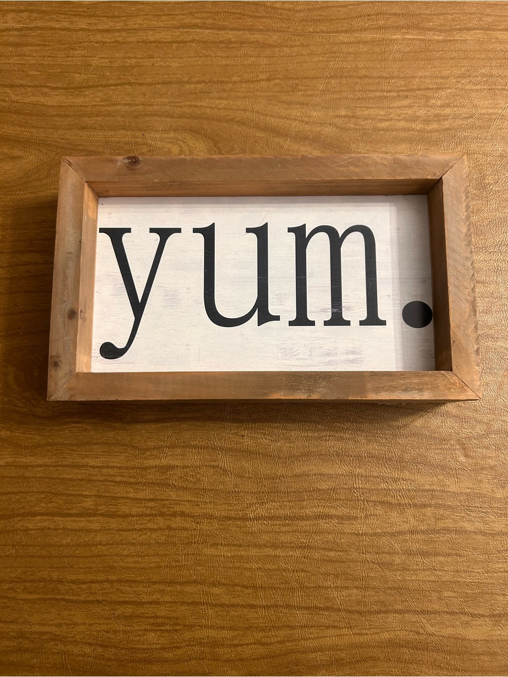 Wood Frame 'yum.' Wall Sign - White & Brown